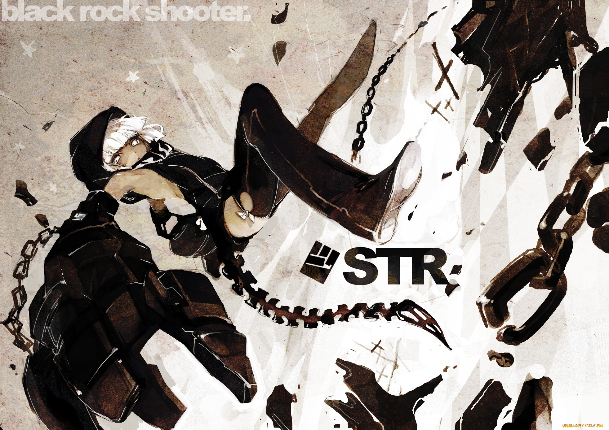 , black rock shooter, , fishine, koutari, yuu, , black, rock, shooter